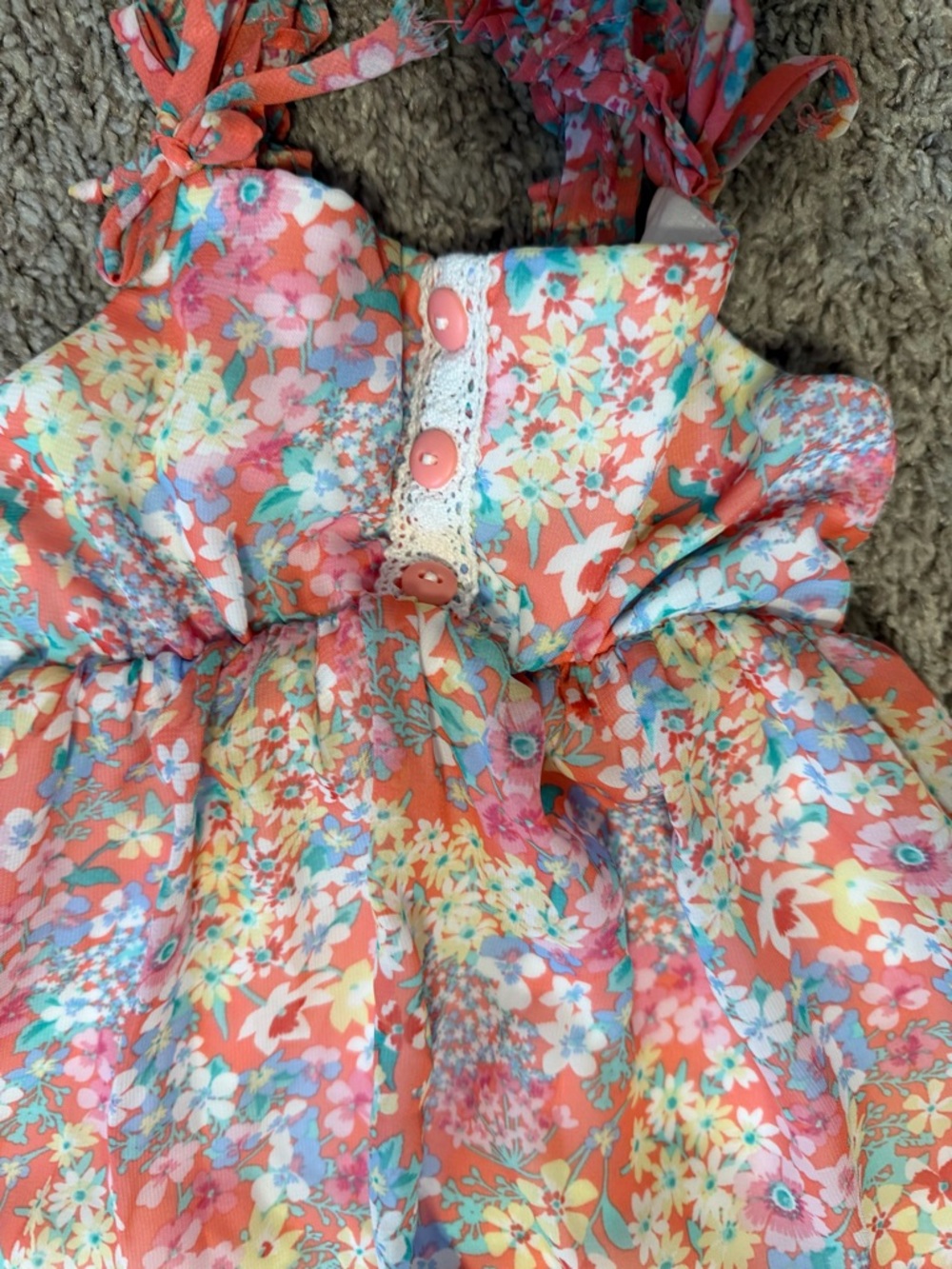 2 dresses size 4 Jona Michelle Coral Floral Ruffle Tie-Shoulder Dresses - Picture 2 of 8